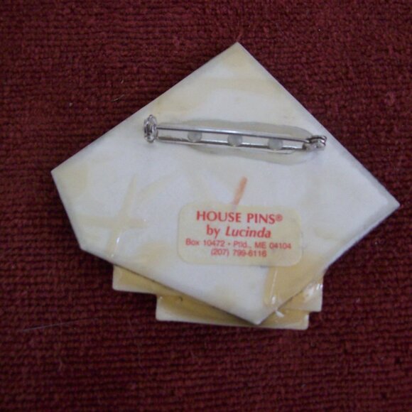 Lucinda House Pin- Handcrafted Artist Piece- Moon and Stars - Picture 2 of 5